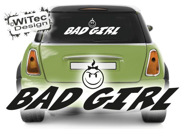 AA136 BAD GIRL Smile Auto Aufkleber Heckscheibe