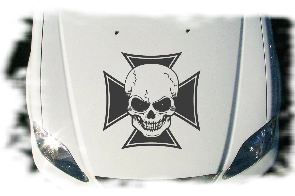 Autoaufkleber Iron Cross Skull Evil Aufkleber Motorhaube