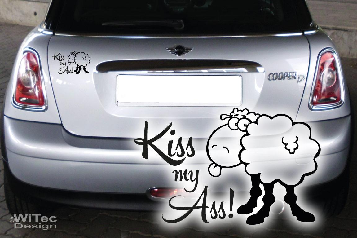 Autoaufkleber Kiss My Ass Schaf Auto Aufkleber 3026