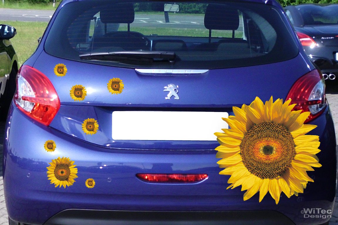 Aufkleber Sonnenblumen Dekor Set 5-tlg. - Auto Bully Flower Power Blüte  Wiese
