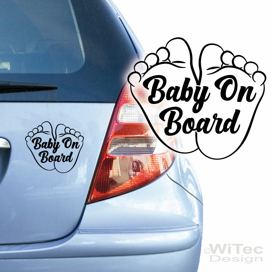 Autoaufkleber Baby on Board + Wunschname und Fußabdrücke X7102